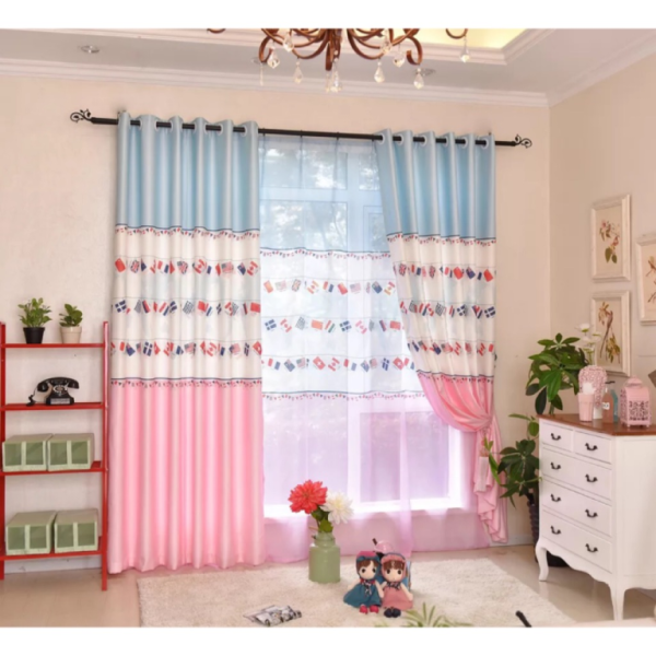 Rèm Vải 2 Lớp Màu Hường Hiện Đại